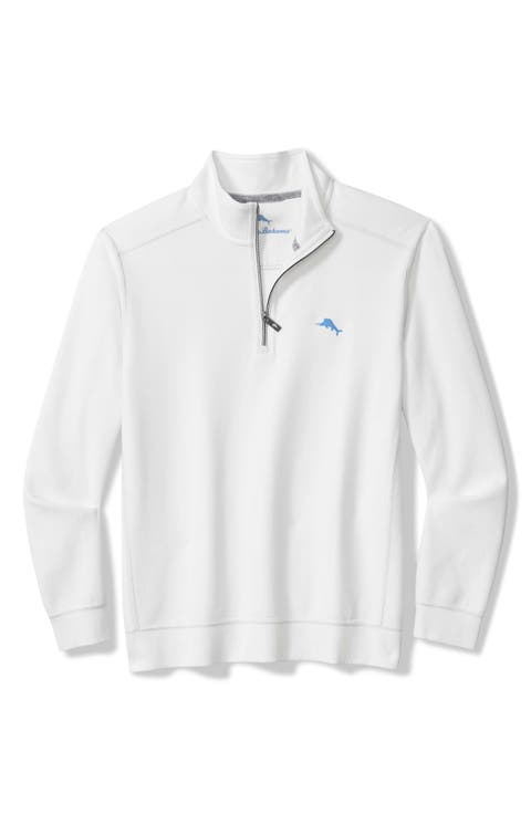 Montego Bay Textured Cotton & Lyocell Half Zip Pullover (Big & Tall)