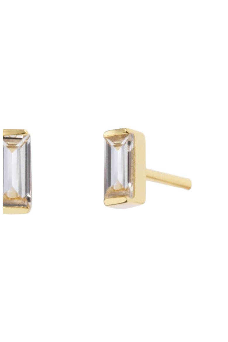 Baguette Moissanite Earrings, Main, color, Clear / Gold