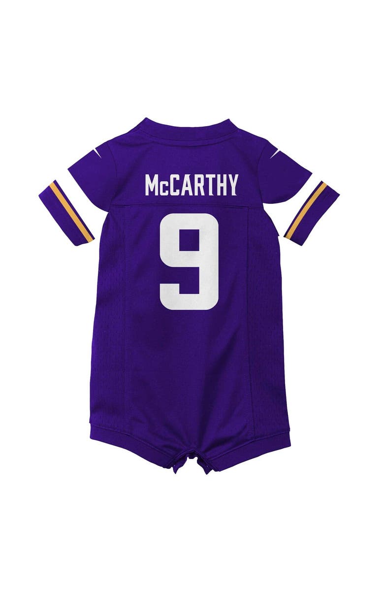 Nike Newborn & Infant Nike J.J. McCarthy Purple Minnesota Vikings Romper Game Jersey, Alternate, color, Purple