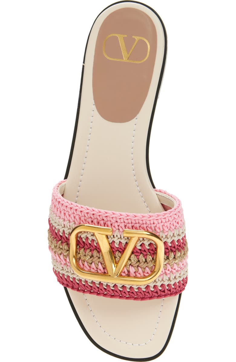Valentino Garavani VLOGO Crochet Slide Sandal, Alternate, color,