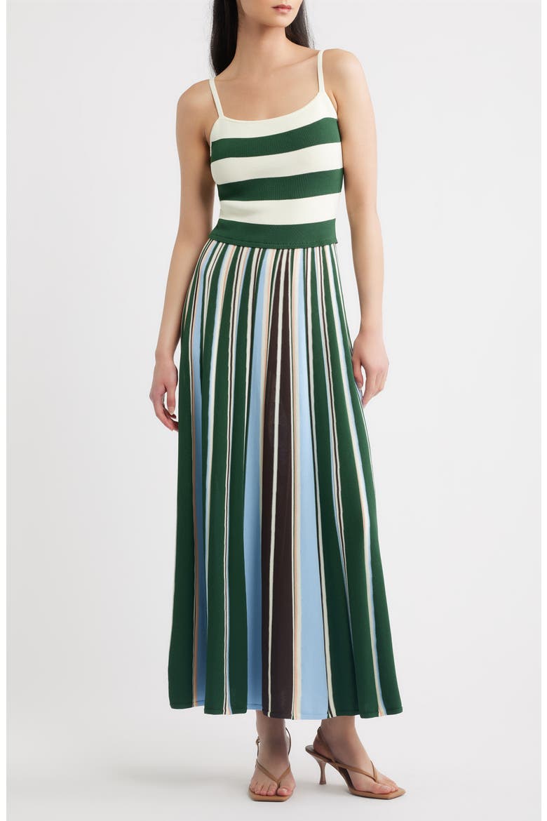 Elena Mixed Stripe Sweater Dress, Main, color, JUNGLE COMBO