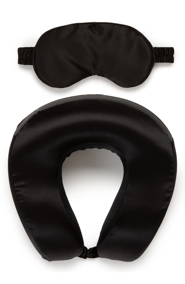 CALPAK Silk Travel Neck Pillow & Eye Mask Set, Main, color,