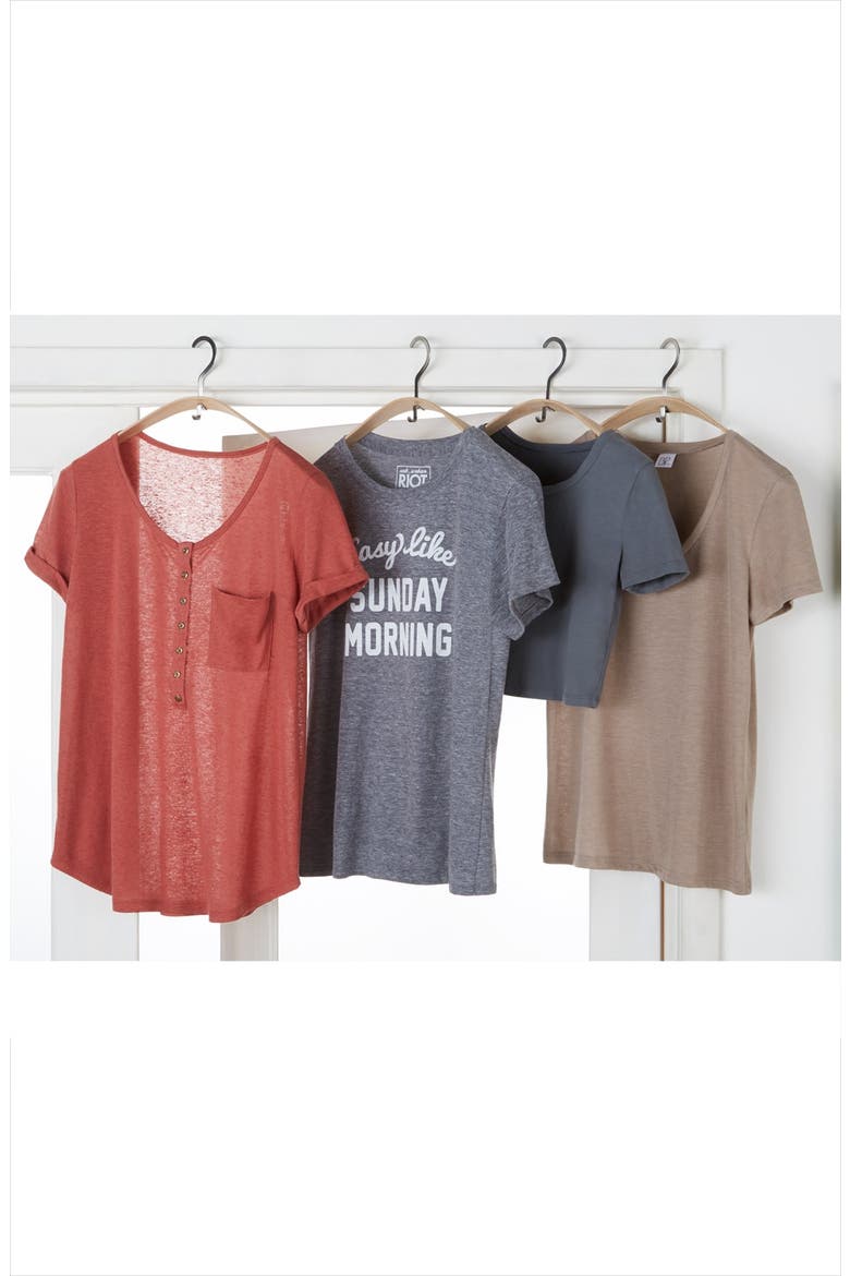 V-Neck Tee, Alternate, color, RUST MARSALA