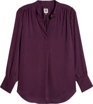 Anne Klein Split Neck Textured Woven Tunic Top