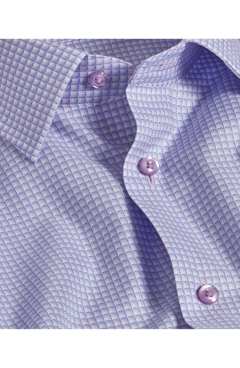 David Donahue Trim Fit Micro Check Dobby Dress Shirt, Alternate, color, Lilac/ Sky