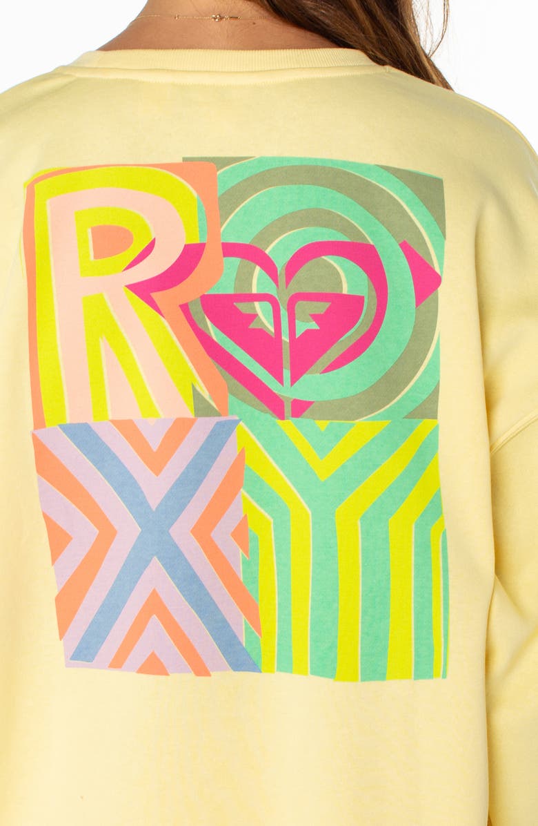 Roxy Morning Strole Graphic Crewneck Sweatshirt, Alternate, color, Popcorn