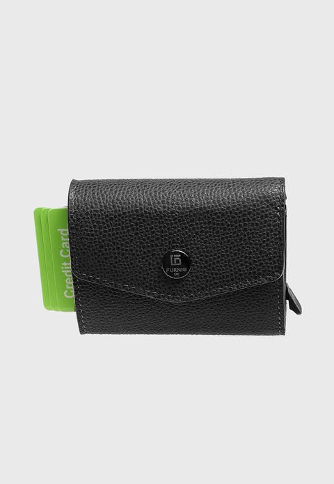 Genuine Leather Caviar Pattern Snap Closure Wallet and Card Holder