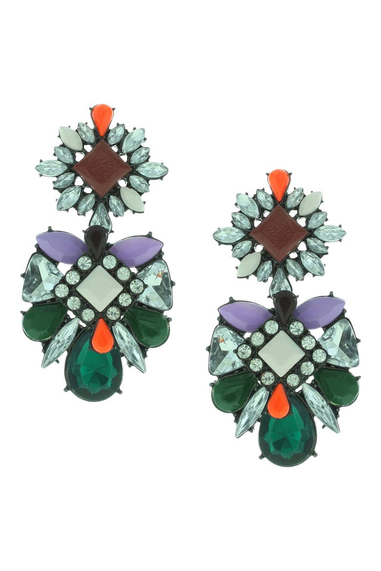 Molly Jeweled Earrings, Main, color, SILVER / MULTI