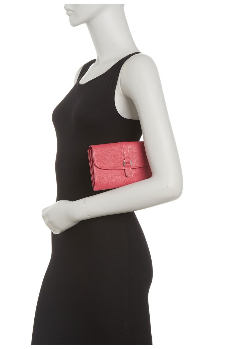 Longchamp Le Foulonne Leather Wallet, Alternate, color, Pink