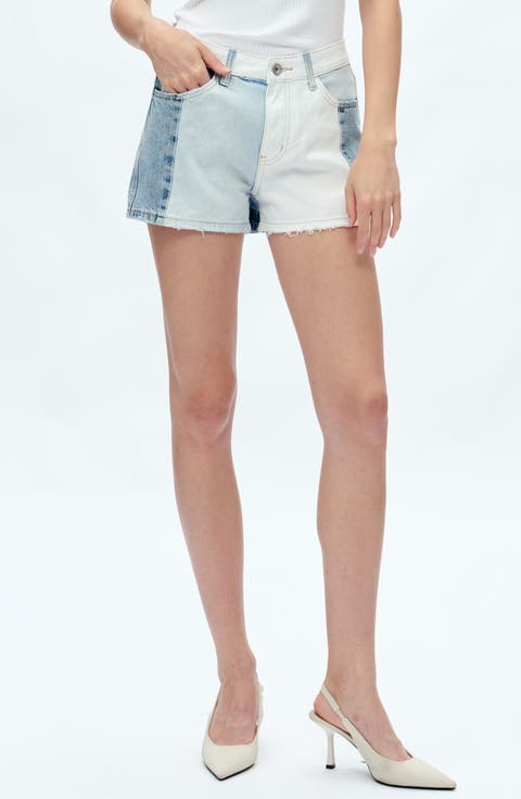 Elsa Patchwork Cut Off Denim Shorts