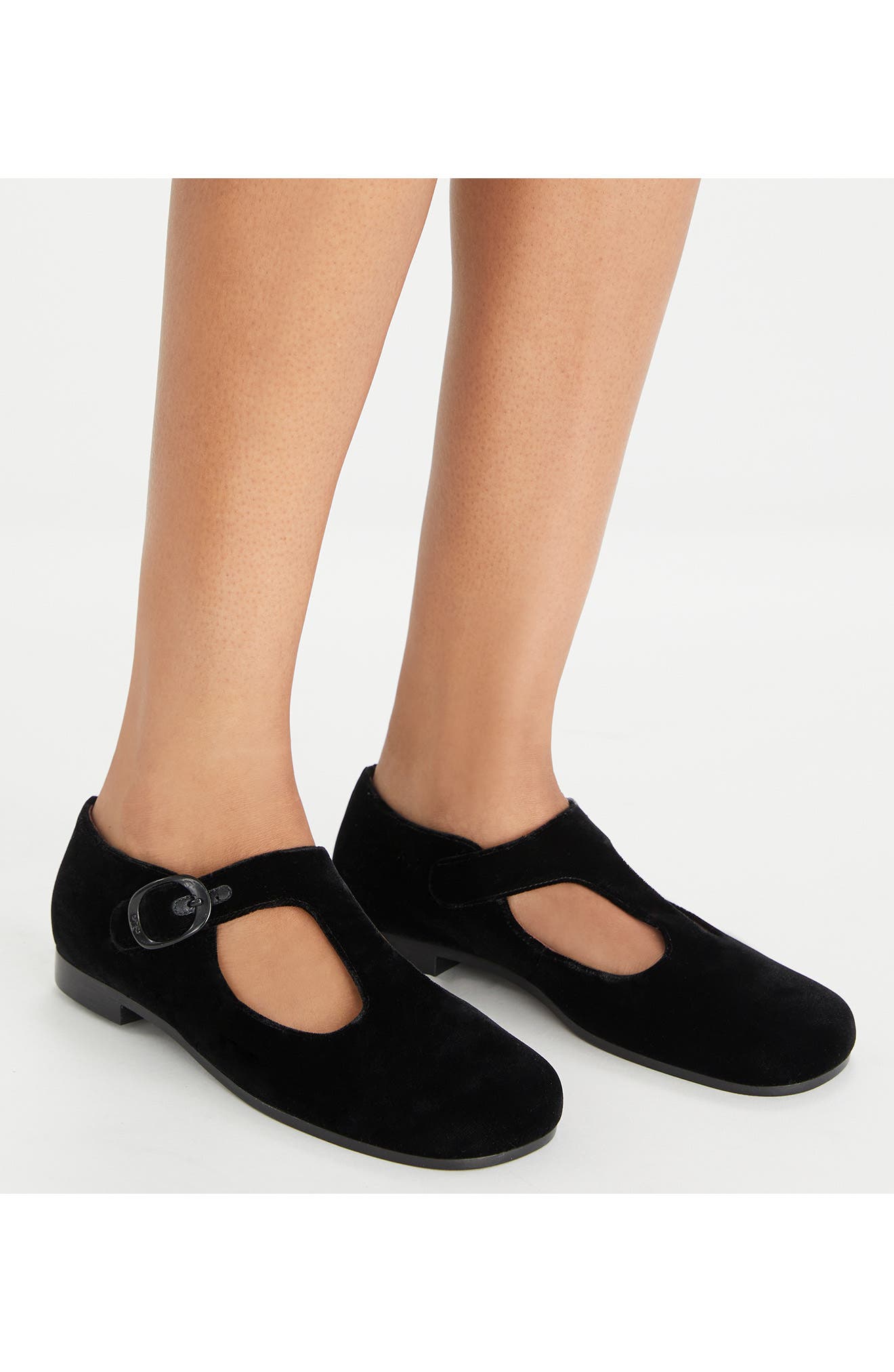 Violet T-Strap Flat, Alternate, color, PERFECT BLACK SUEDE