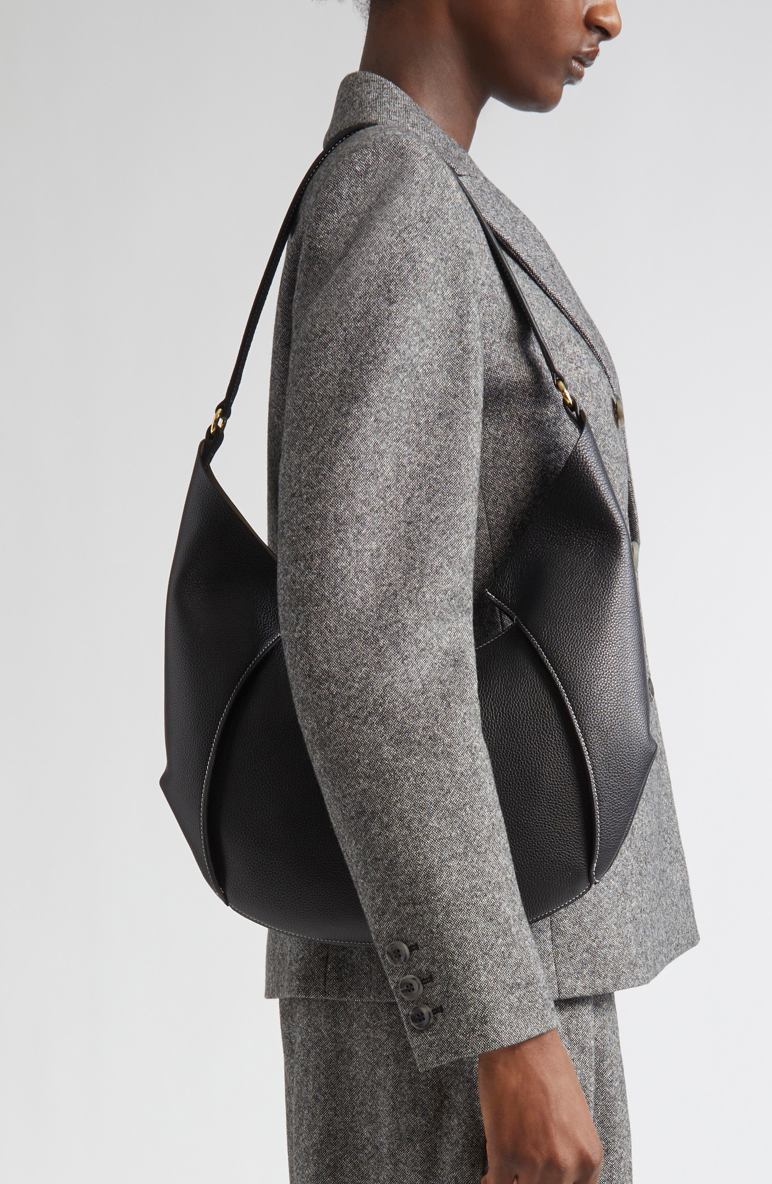 Ree Projects Large Riva Pebbled Leather Hobo Bag, Alternate, color, Black