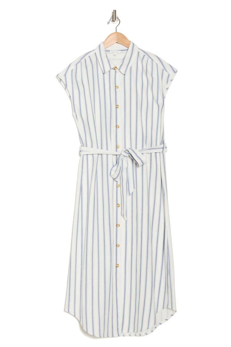 Stripe Cap Sleeve Shirtdress, Alternate, color, DENIM BLUE