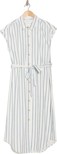 Stripe Cap Sleeve Shirtdress