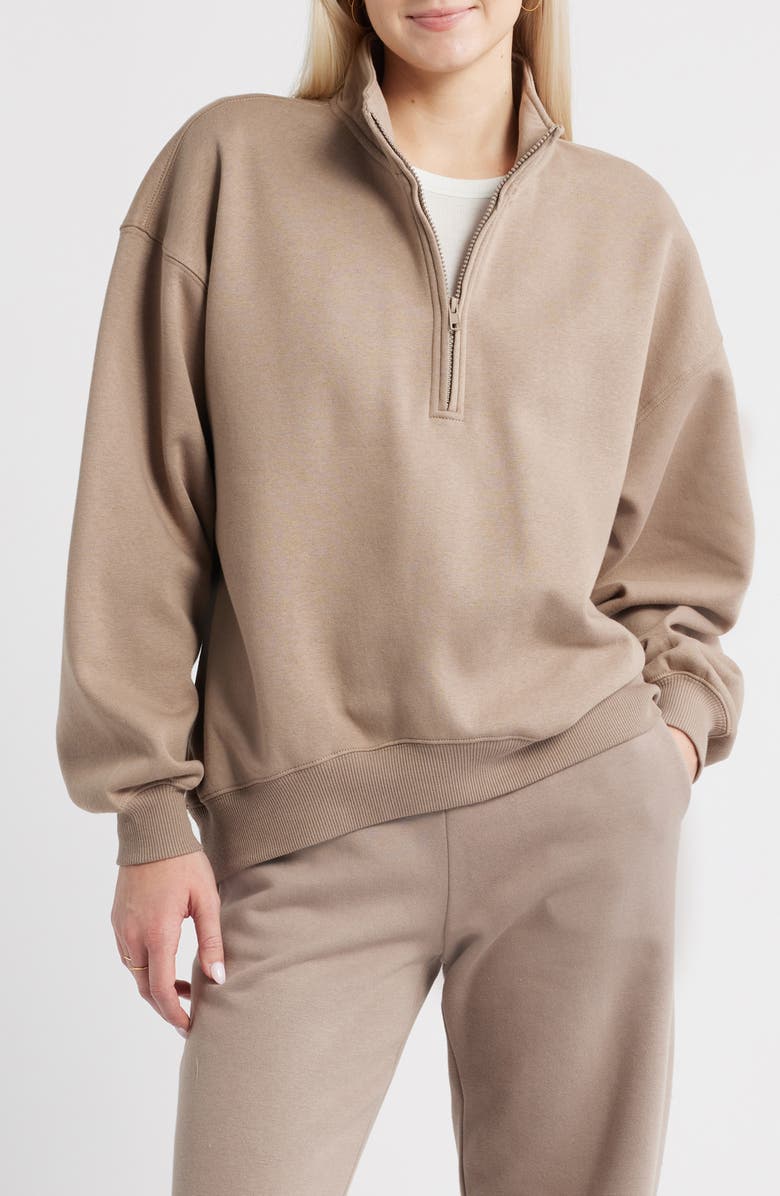 BP. Relaxed Quarter Zip Pullover, Main, color, Grey Fungi