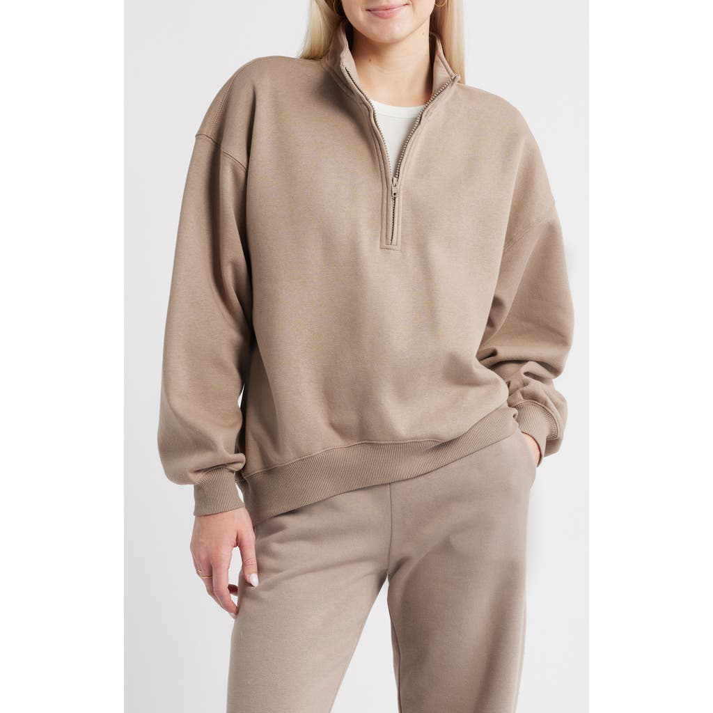 Bp. Relaxed Quarter Zip Pullover In Brown