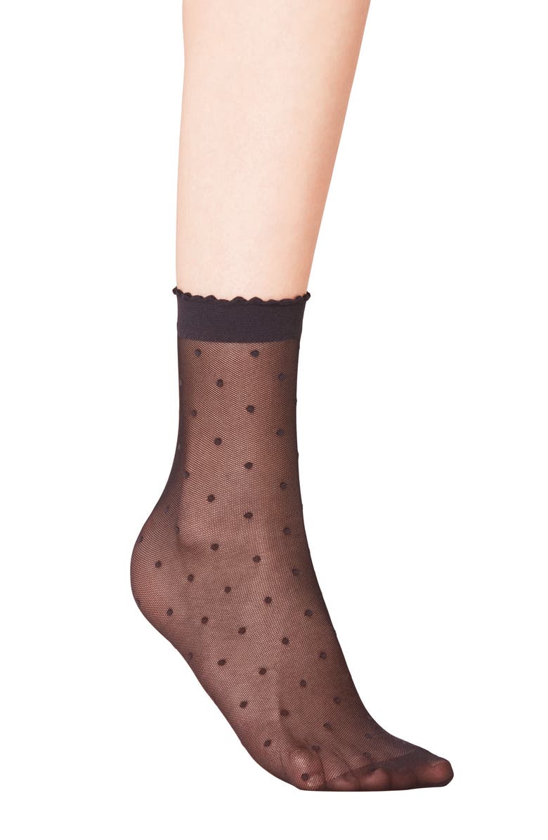 Falke Polka Dot Mesh Crew Socks, Main, color, Black