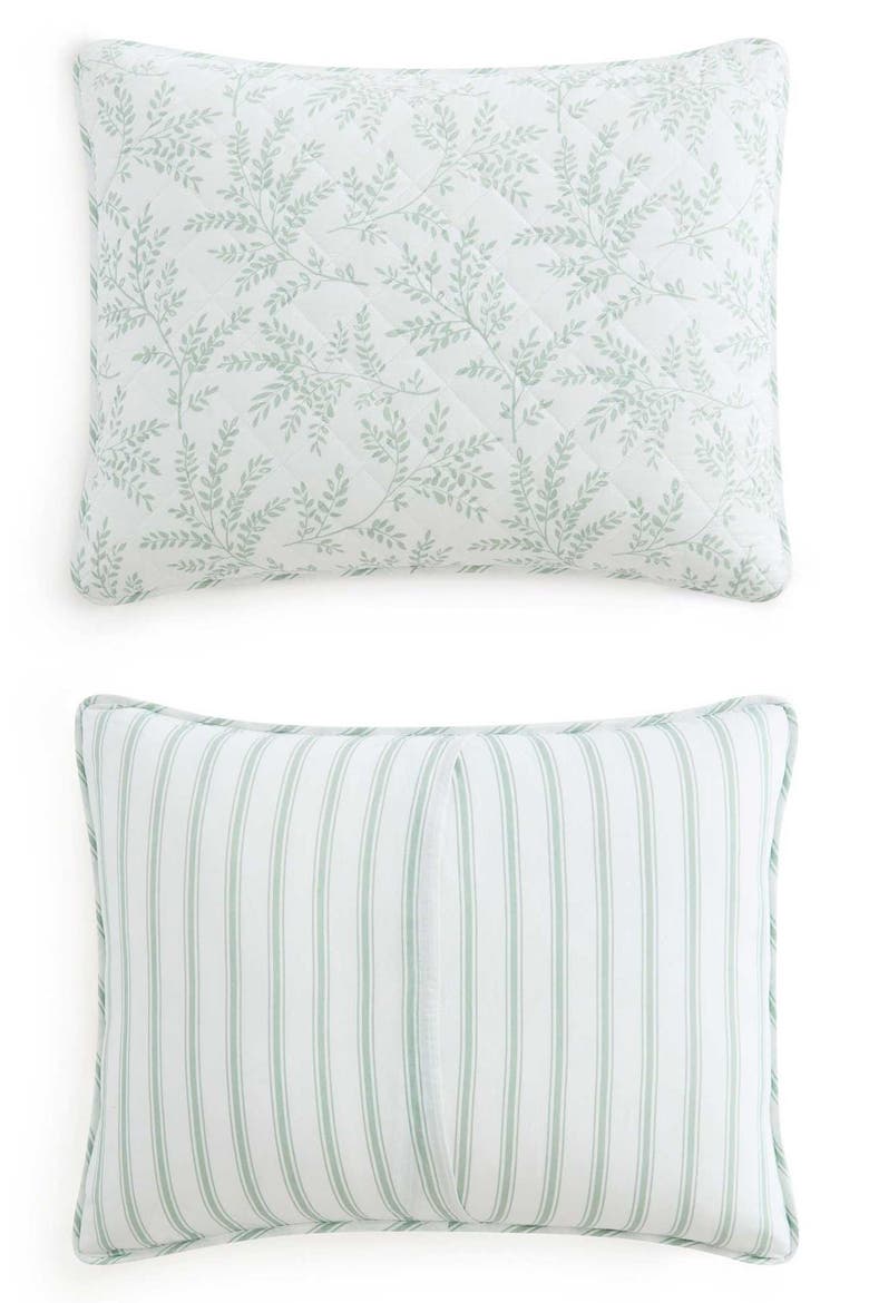 Murray Leaves Quilt Set, Alternate, color, WHTE/ GREY GREEN