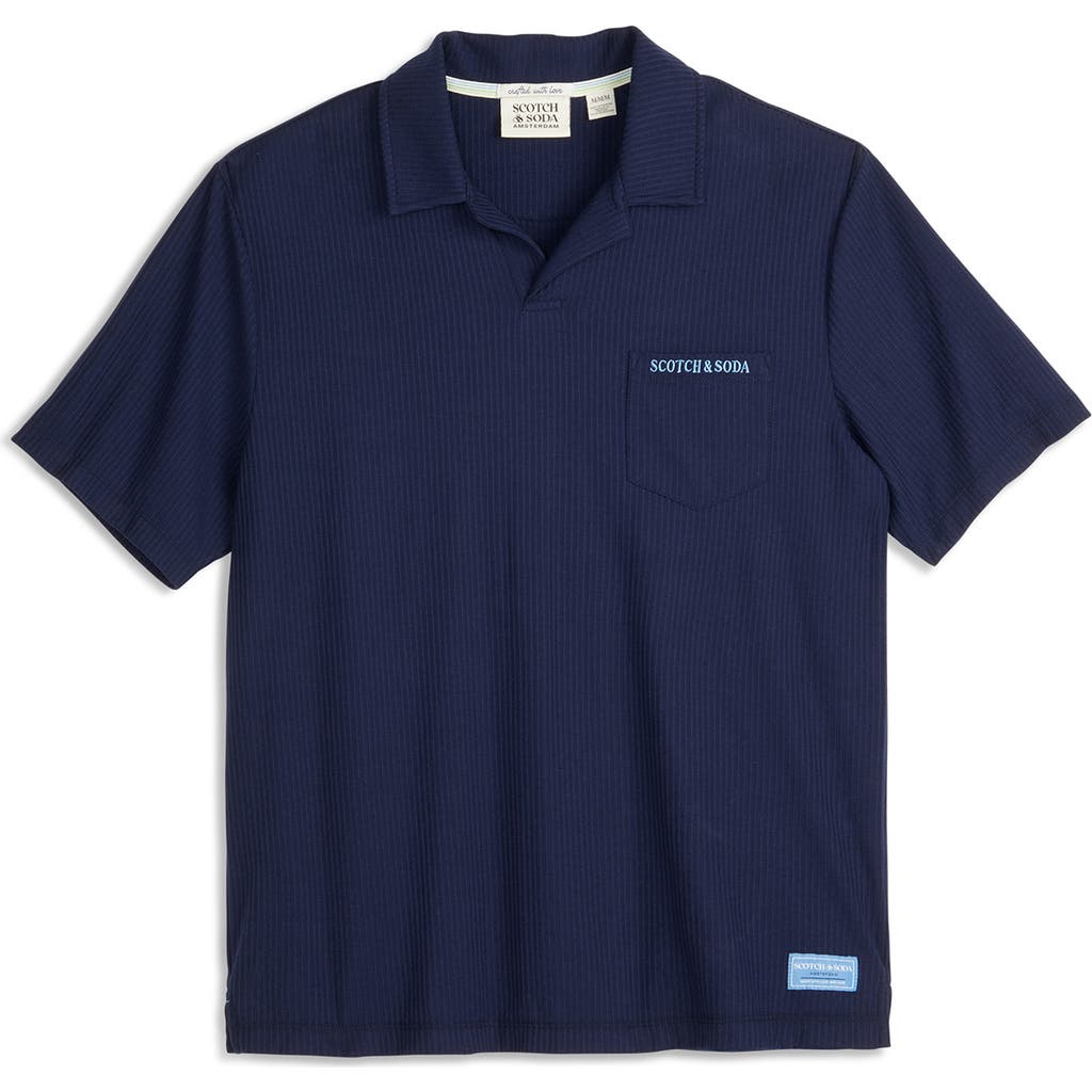 Scotch & Soda Johnny Collar Pocket Polo In Blue