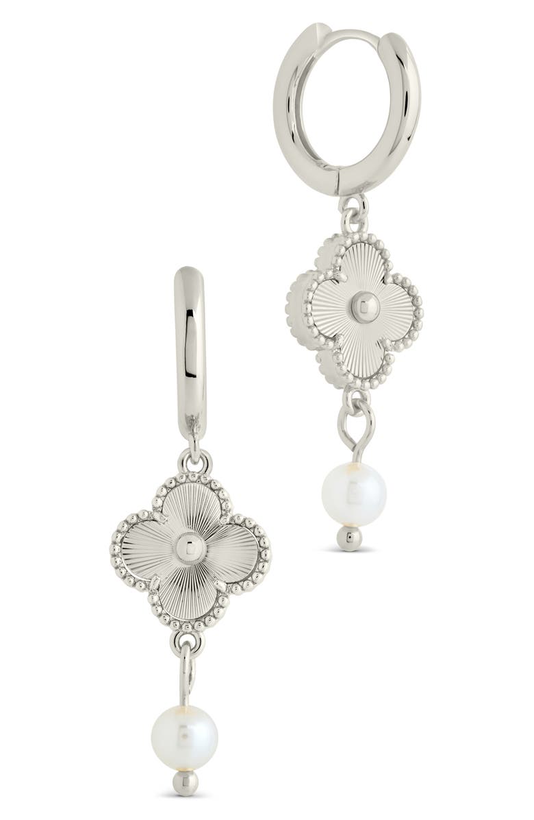 Sterling Forever Tilda Freshwater Pearl Clover Drop Earrings, Main, color,
