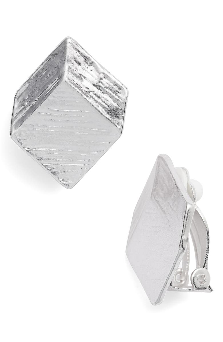 Karine Sultan Brushed Square Clip-On Earrings, Main, color,