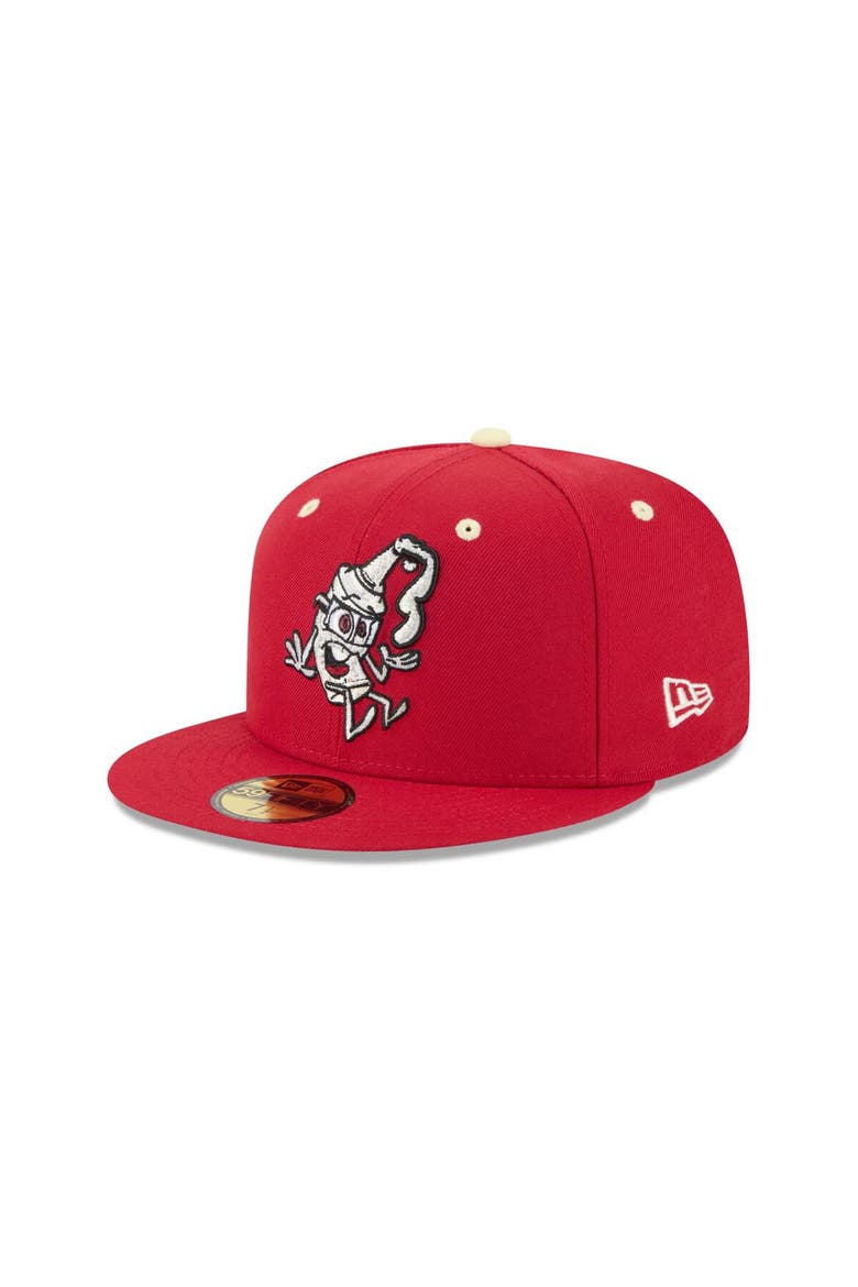 Men's New Era  Red Rocket City Trash Pandas Theme Nights 59FIFTY Fitted Hat, Alternate, color, Red