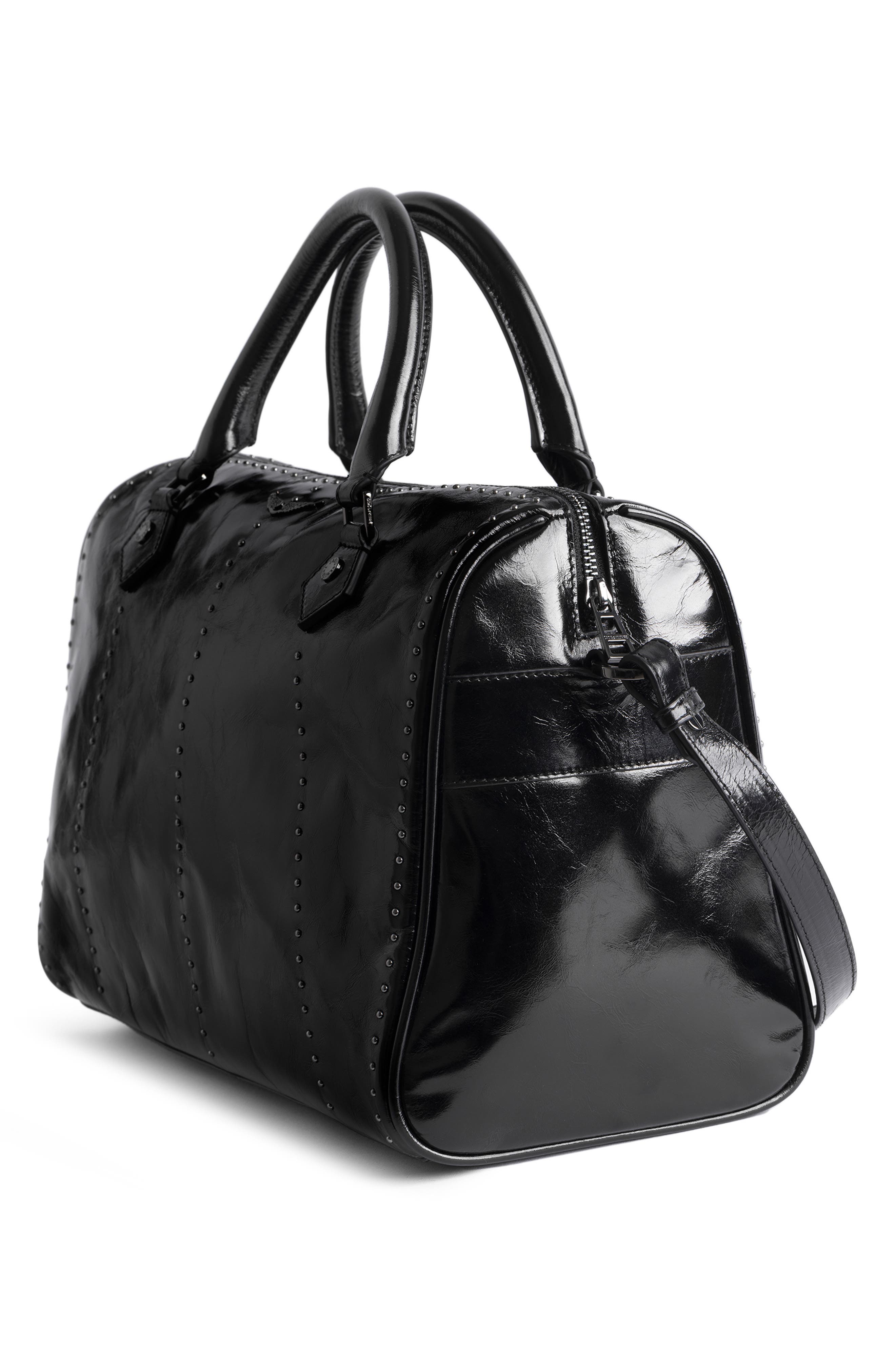 Zadig & Voltaire Sunny Vibe Leather Stud Bag, Alternate, color, Black