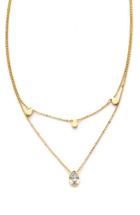 Crystal Teardrop Double Row Necklace