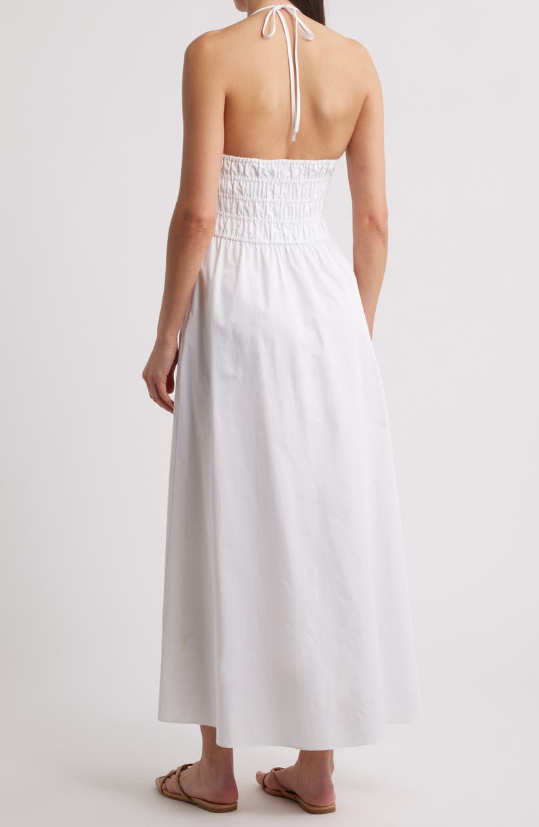 Solid & Striped The Lolita Smocked Cotton Cover-Up Halter Dress, Alternate, color, Optic White