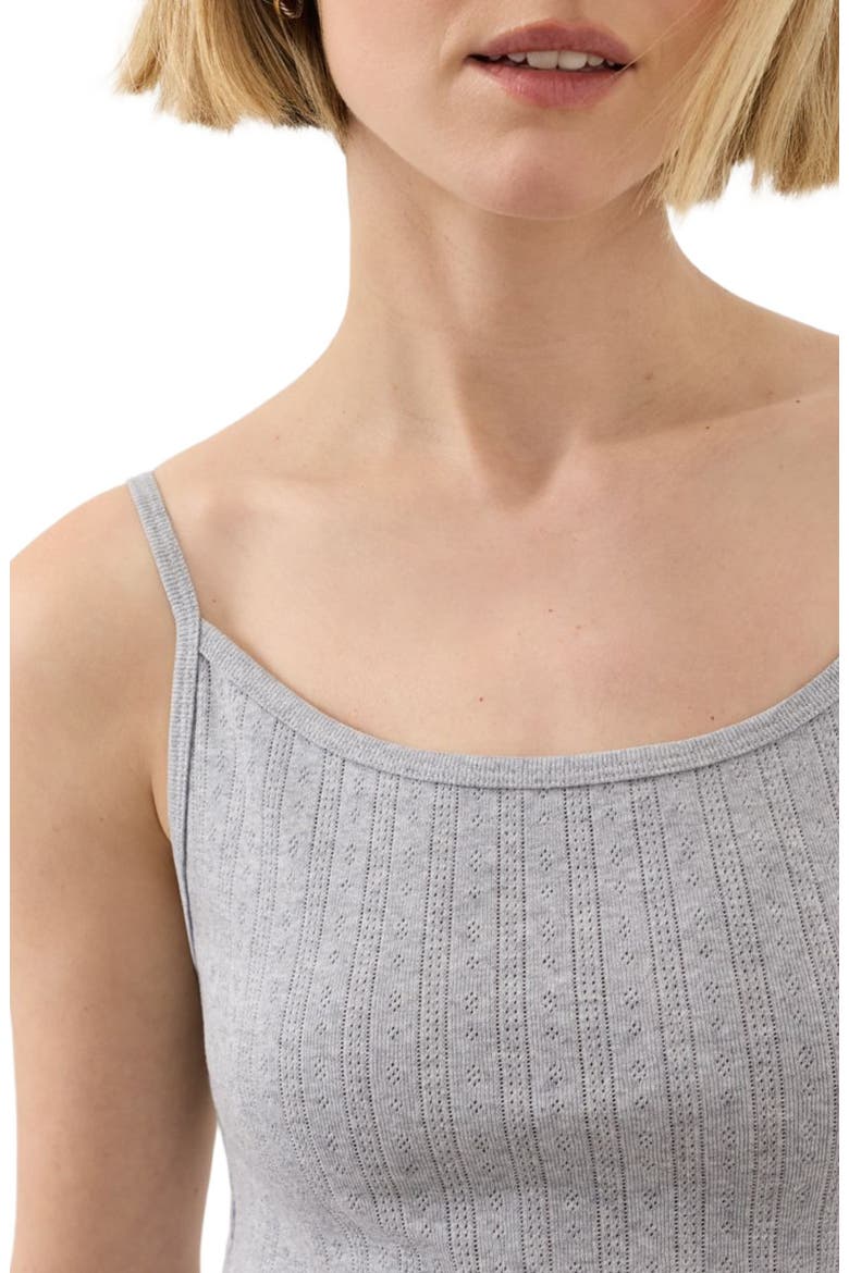 Organic Cotton Pointelle Cami, Alternate, color, Heather Grey