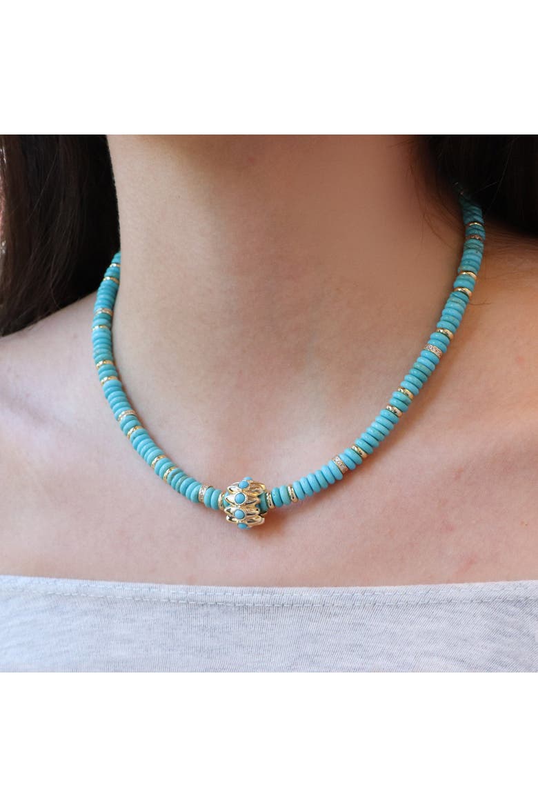 Turquoise Bead Rondel Necklace, Alternate, color, Turquoise