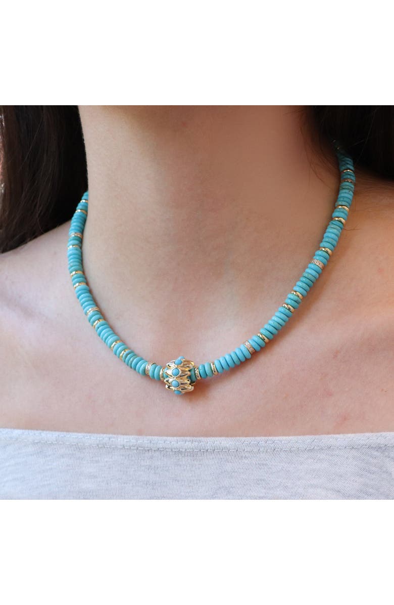The Lovery Fine Jewelry Turquoise Bead Rondel Necklace, Alternate, color, Turquoise