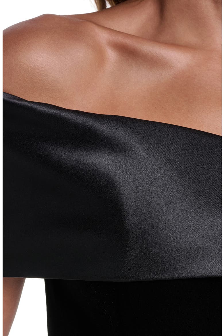 Off the Shoulder Velvet Midi Dress, Alternate, color, BLACK