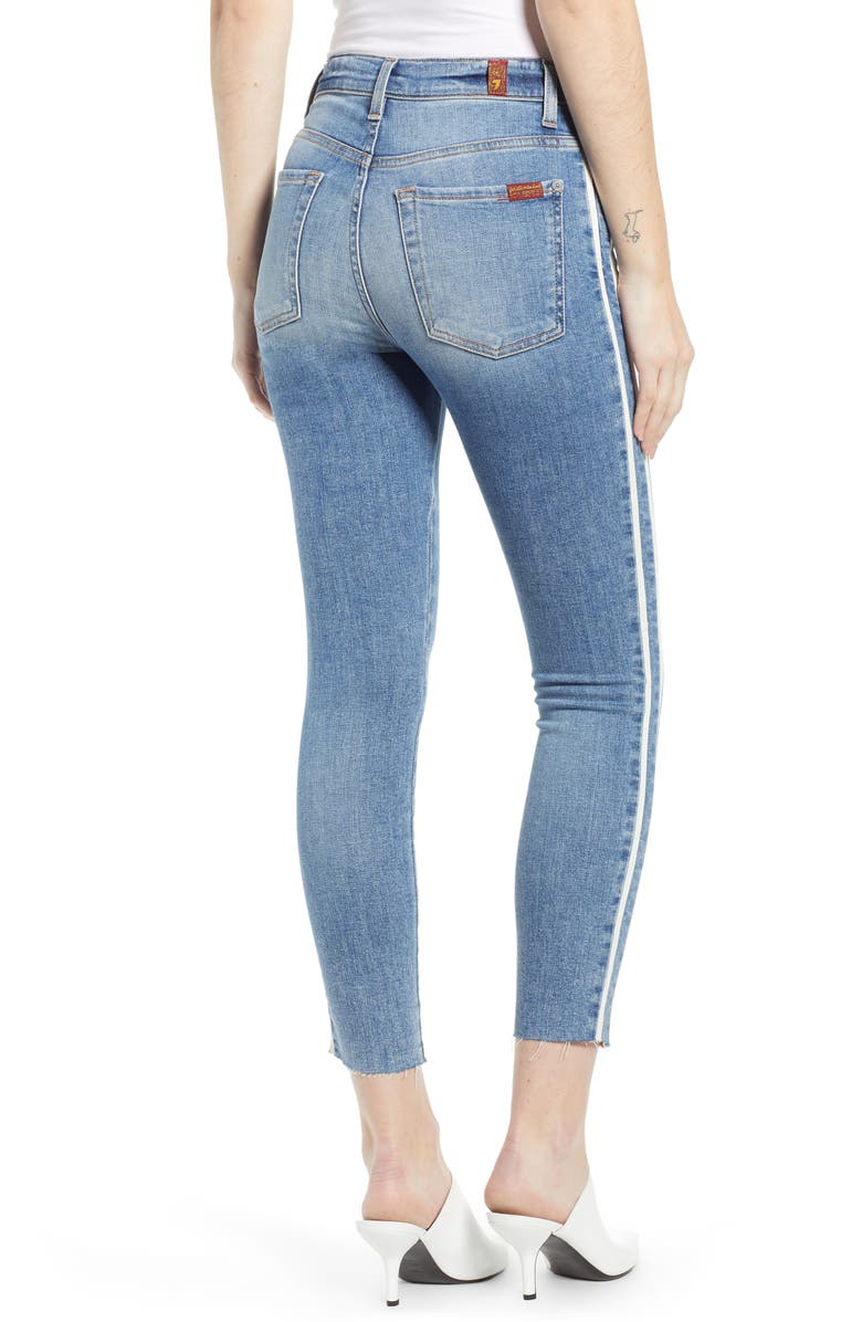 7 For All Mankind <sup>®</sup> Side Stripe Ankle Skinny Jeans, Alternate, color,