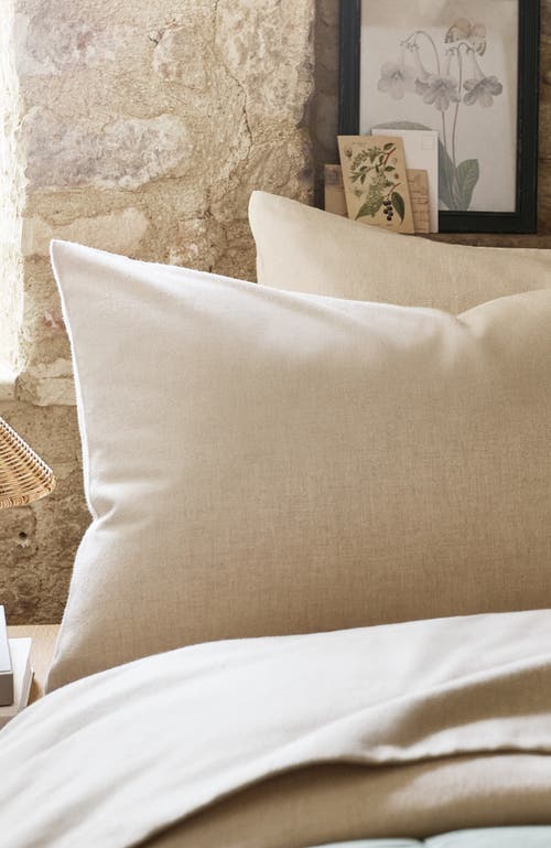 Christy Flannel Marl Brushed Cotton Pillow Sham Pairs In Brown