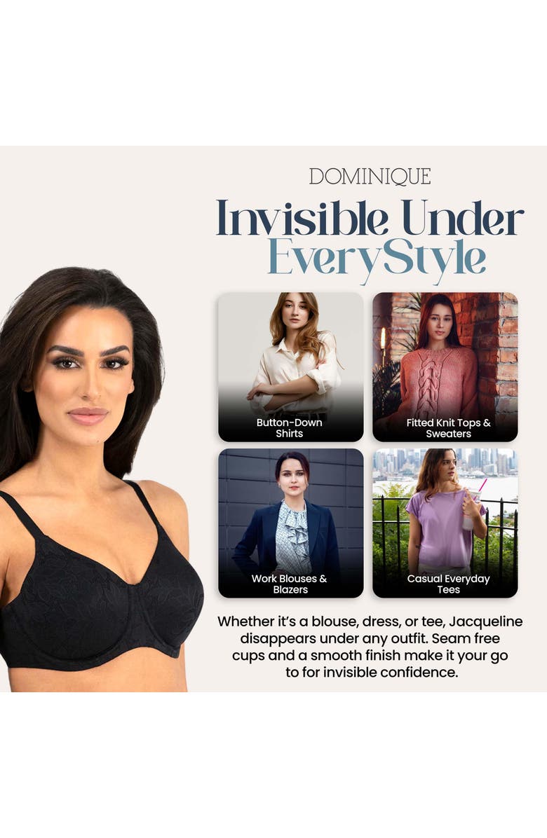 Dominique Intimates Jacqueline Seamless Jacquard Minimizer Bra, Alternate, color, Black