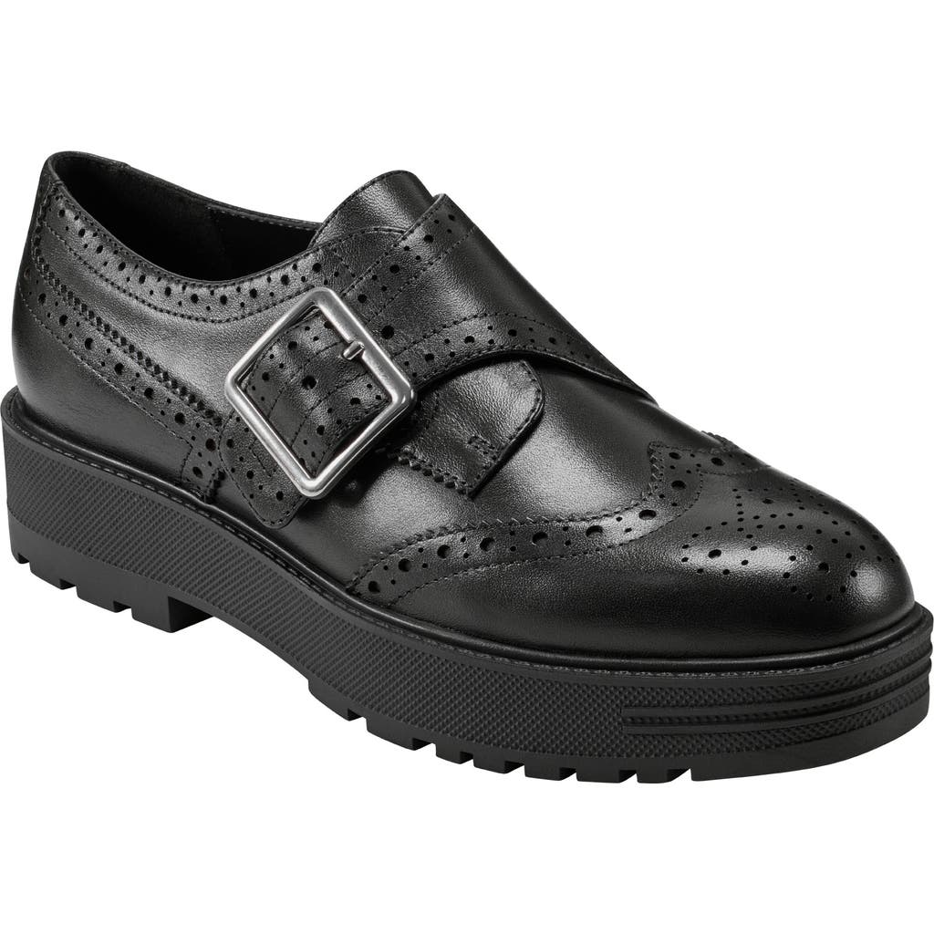 Marc Fisher Ltd Remona Wingtip Monk Strap Platform Loafer In Black