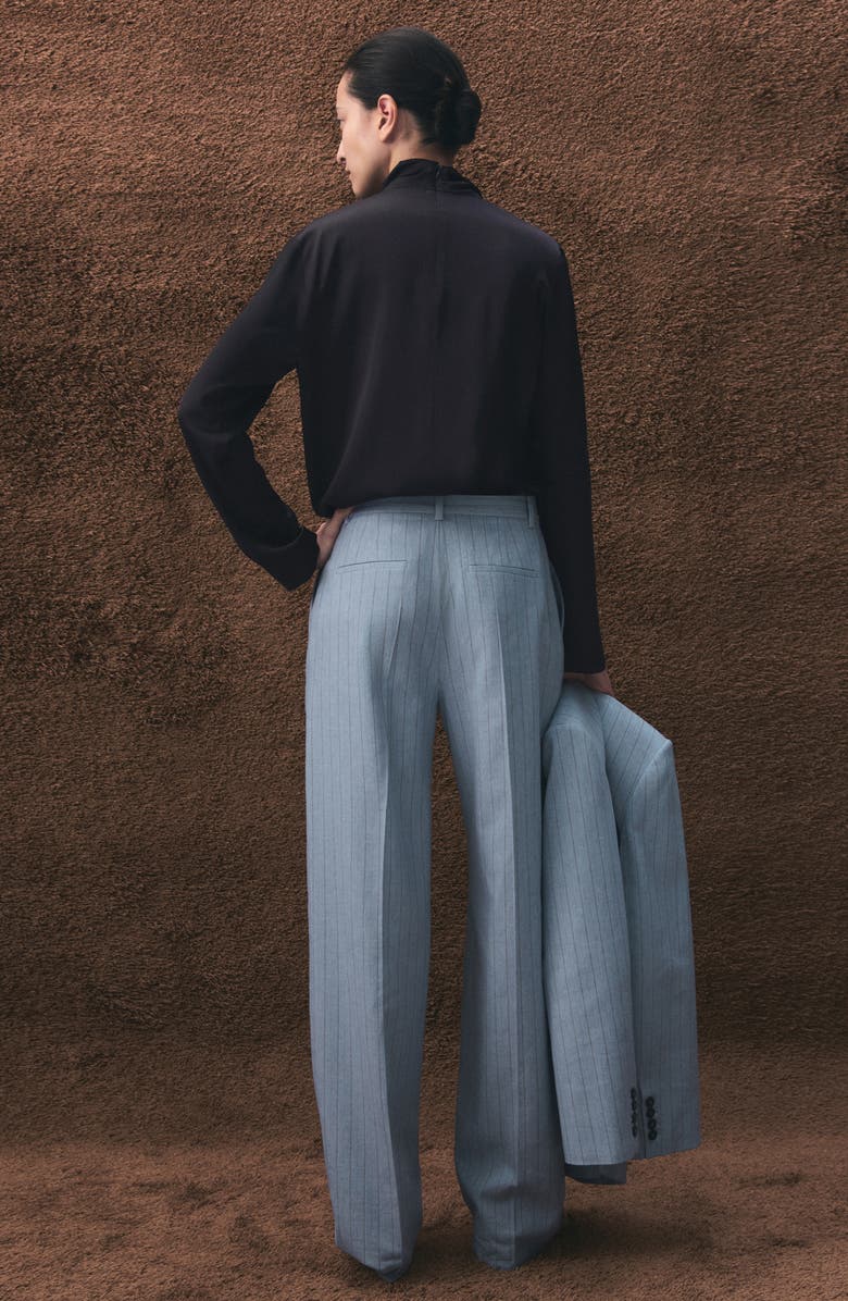 MANGO Pleated Pinstripe Suit Pants, Alternate, color, 