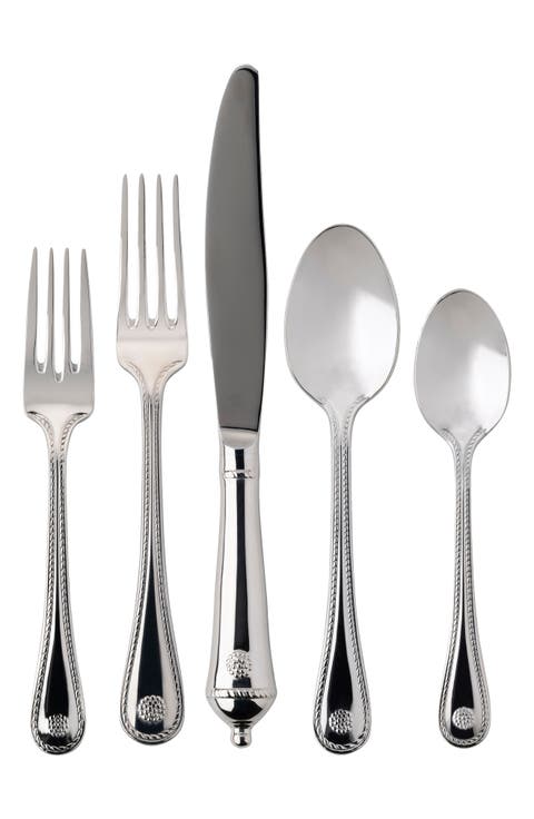 Polished Stainless Steel 5-Piece Place Setting