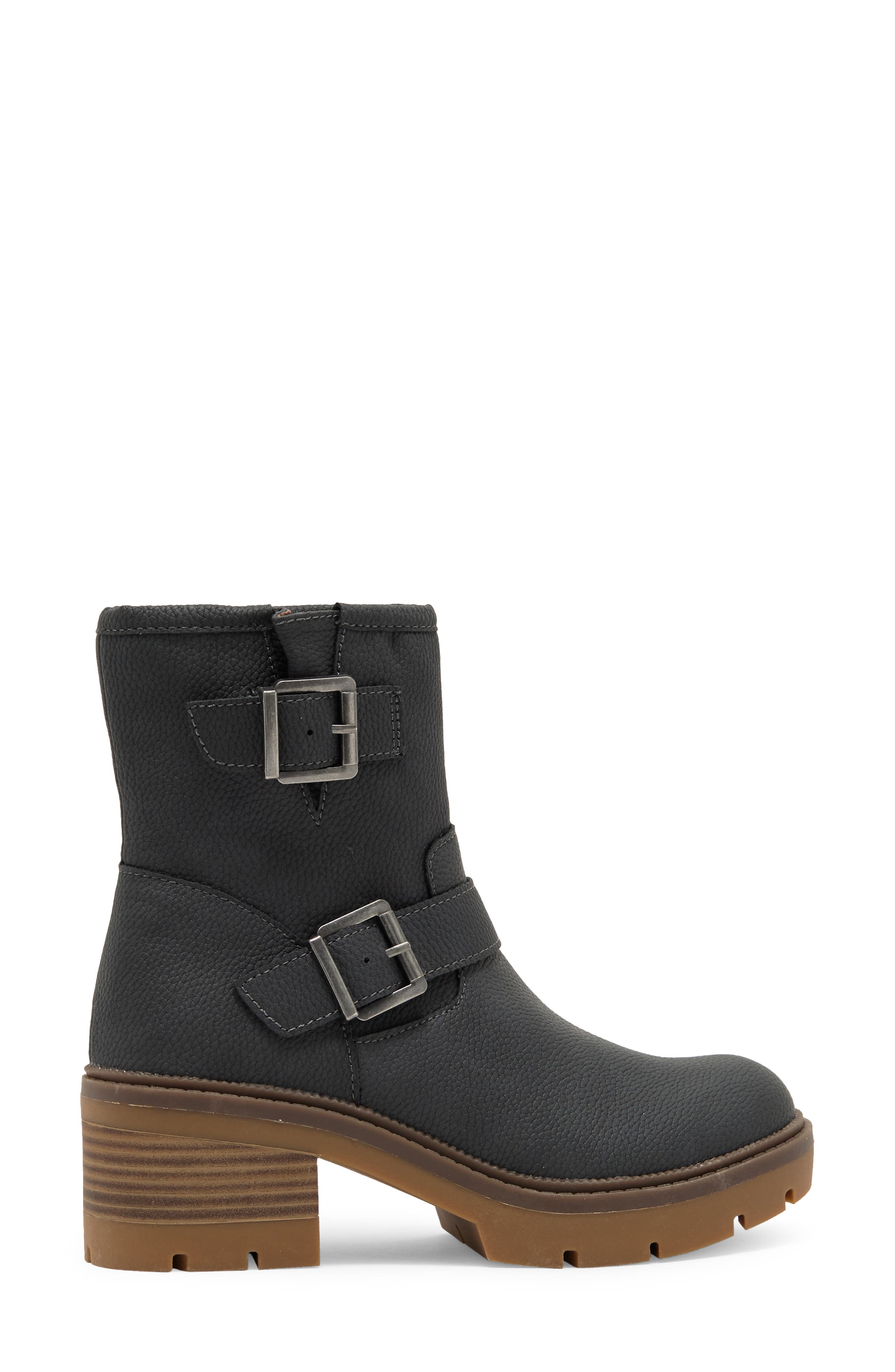 B O C BY BØRN Monika Platform Moto Bootie, Alternate, color, Dark Grey Nubuck