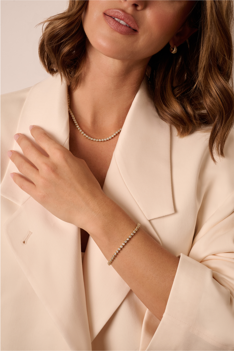 Mini Jewel Bezel Tennis Bracelet, Alternate, color, Gold