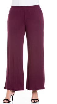 24seven Comfort Apparel Elastic Waist Flared Leg Palazzo Pants