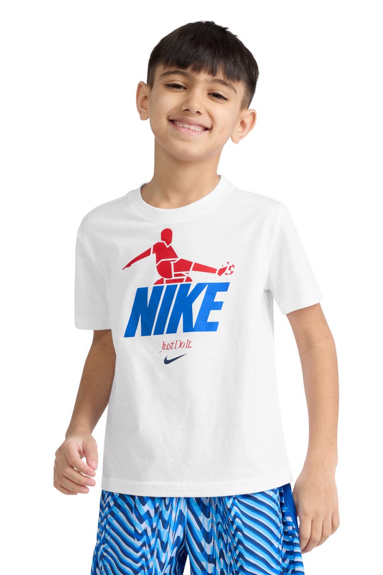 Kids' Kick Graphic Cotton Blend T-Shirt, Alternate, color, WHITE
