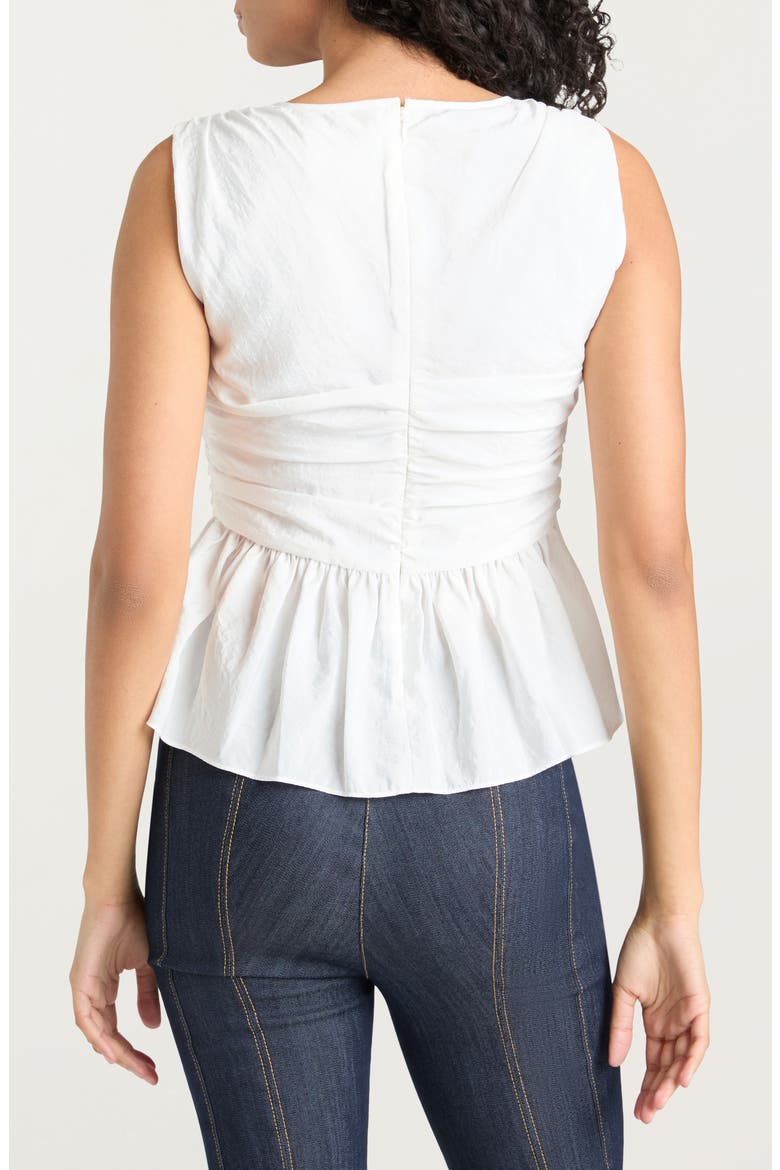 Sina Ruched Sleeveless Peplum Top, Alternate, color, WHITE