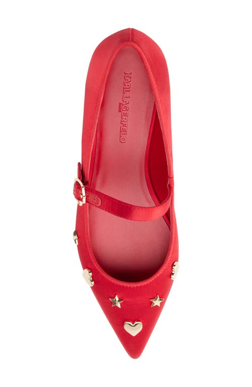 Karl Lagerfeld Paris Veyda Pointed Toe Mary Jane Flat In Classic Red