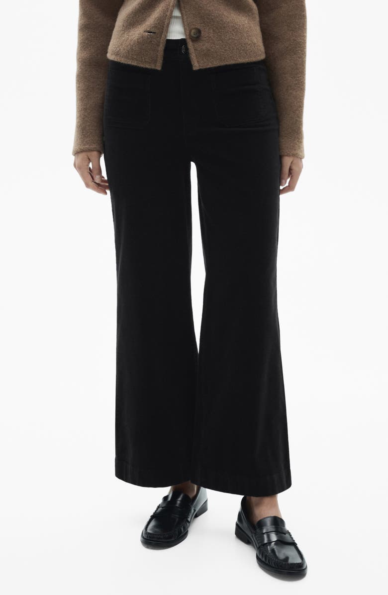 MANGO Catherin High Waist Crop Wide Leg Corduroy Culotte Pants, Main, color,