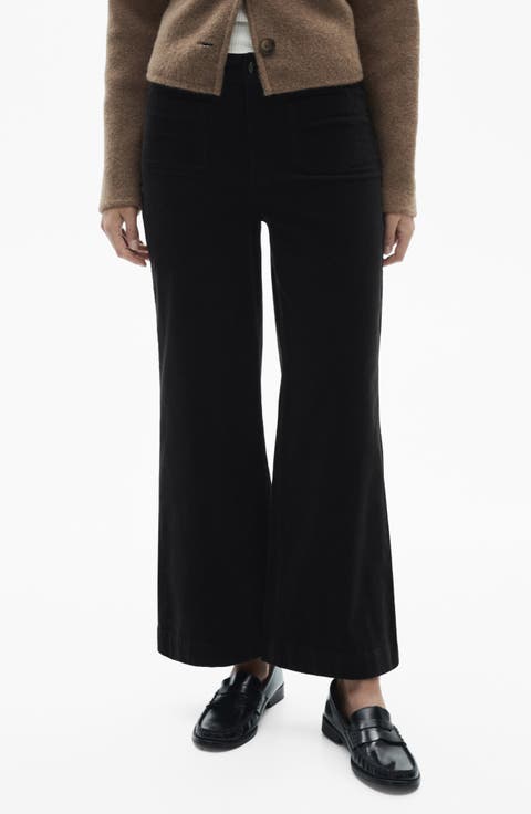 Catherin High Waist Crop Wide Leg Corduroy Culotte Pants