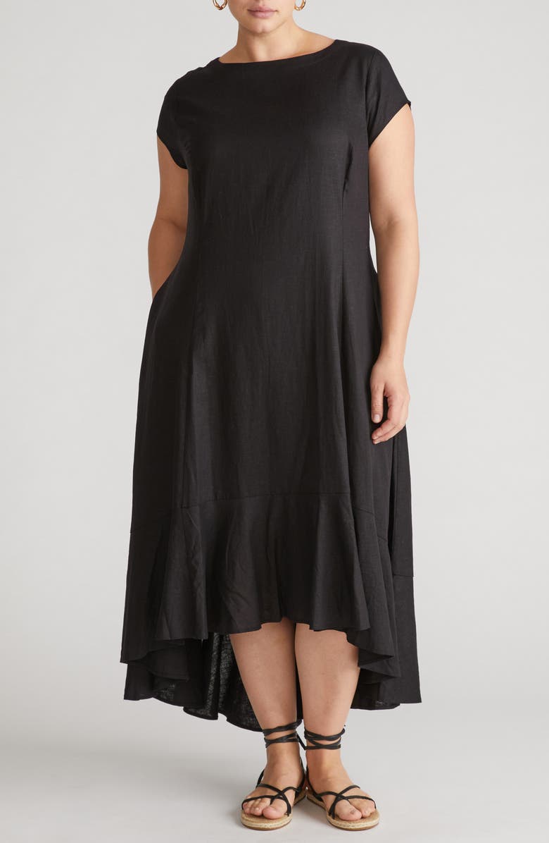 Universal Standard Sunset Cap Sleeve Linen Blend Dress, Alternate, color, 