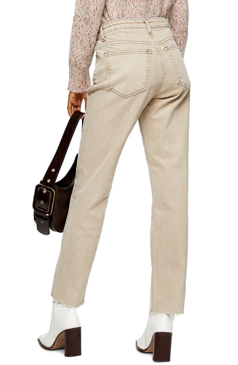 Topshop Raw Hem High Waist Straight Leg Jeans, Alternate, color, 