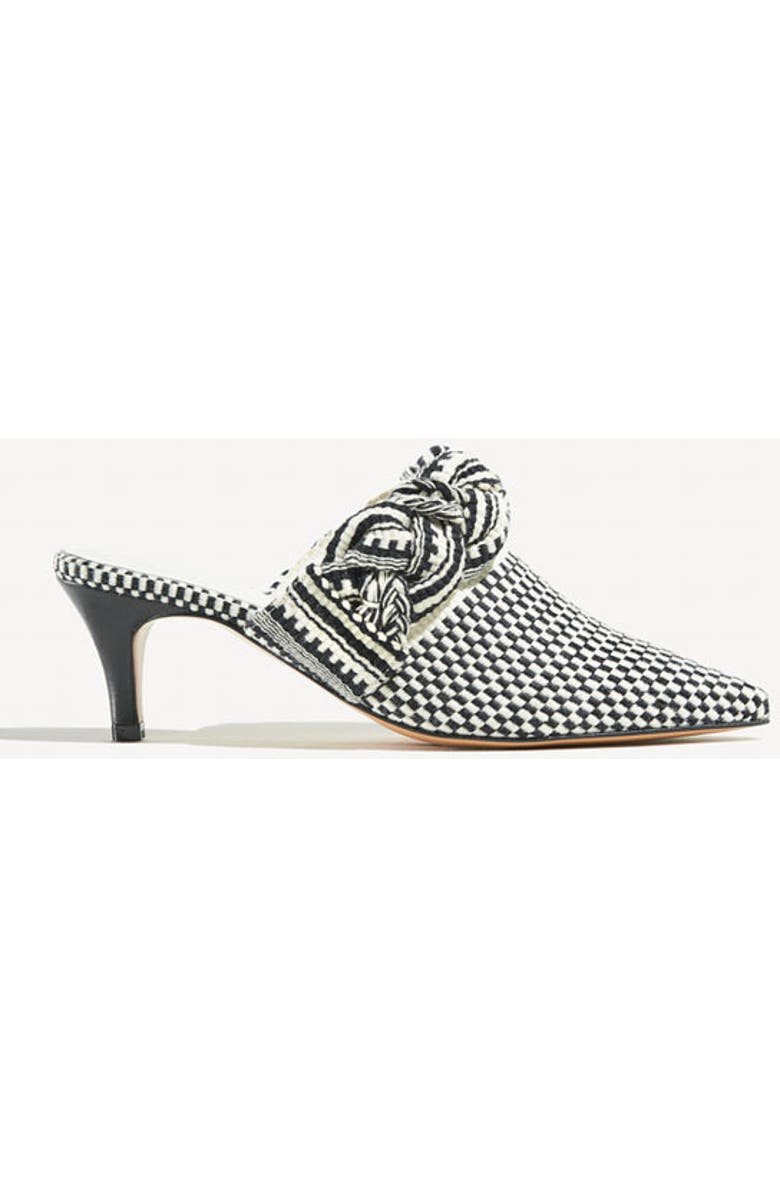 Amambaih Blanca Motif Fabric Mules, Main, color, Ivory Black